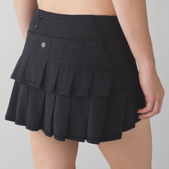 lululemon athletica Dresses & Skirts - Lululemon Sz 8 tall PACE SETTER Black Tennis Running Gym Skirt Skort Athleisure